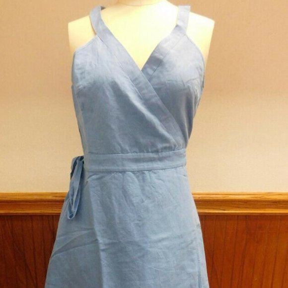 j crew linen wrap dress